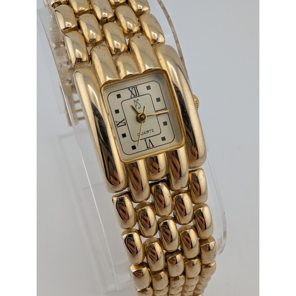 Vintage Paul Sebastian Women's Watch 19mm Case Gold 6.75" Band- New Battery